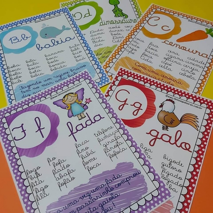 22 Fichas de Leitura Silabas Simples Alfabeto Letra Cursiva A4 - Imagem 2