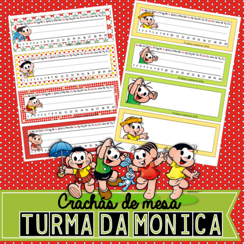 Crachás de Mesa - Tema Turma da Mônica