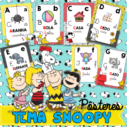 alfabeto de parede tema Snoopy