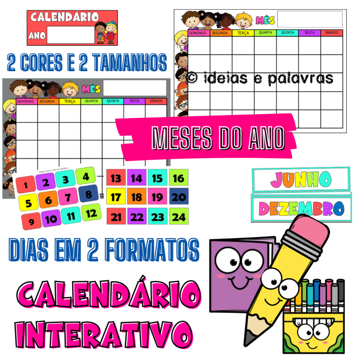Calendário Interativo para Sala de Aula | Educação Infantil e Ensino Fundamental