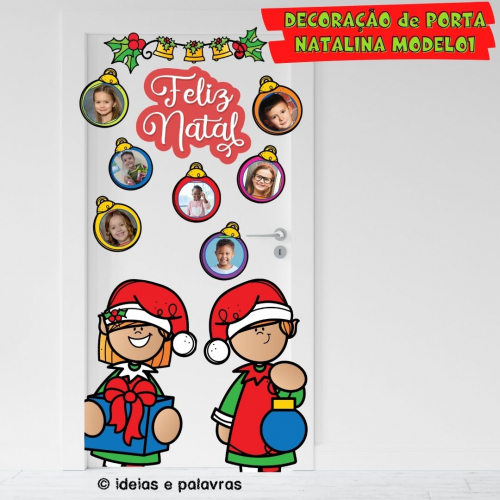 Decoração de Porta Feliz Natal modelo 1